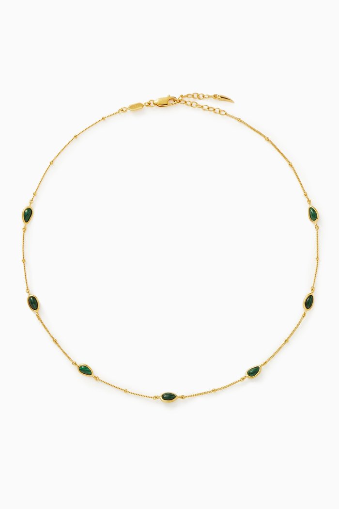 

Magma Malachite Charm Choker in 18kt Recycled Gold-plated Sterling Silver, Green