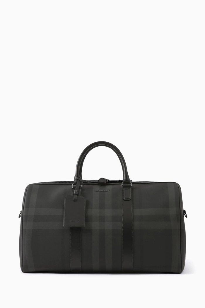 

Boston Holdall in Check Canvas, Grey