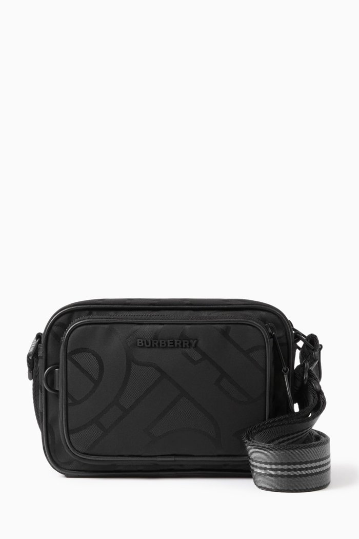 

Monogram Crossbody Bag in Recycled Polyester Jacquard, Black