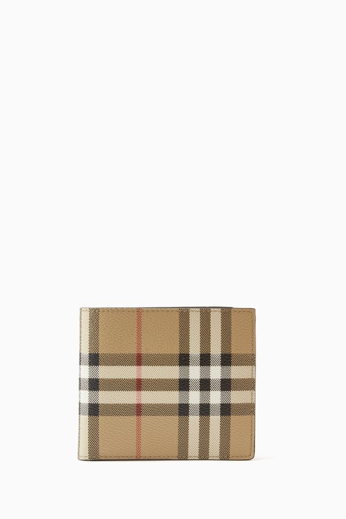 

Vintage Check Slim Billfold Wallet in Eco-canvas & Leather, Multicolour