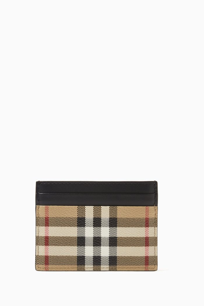 

Vintage Check Card Case in Eco-canvas & Leather, Multicolour
