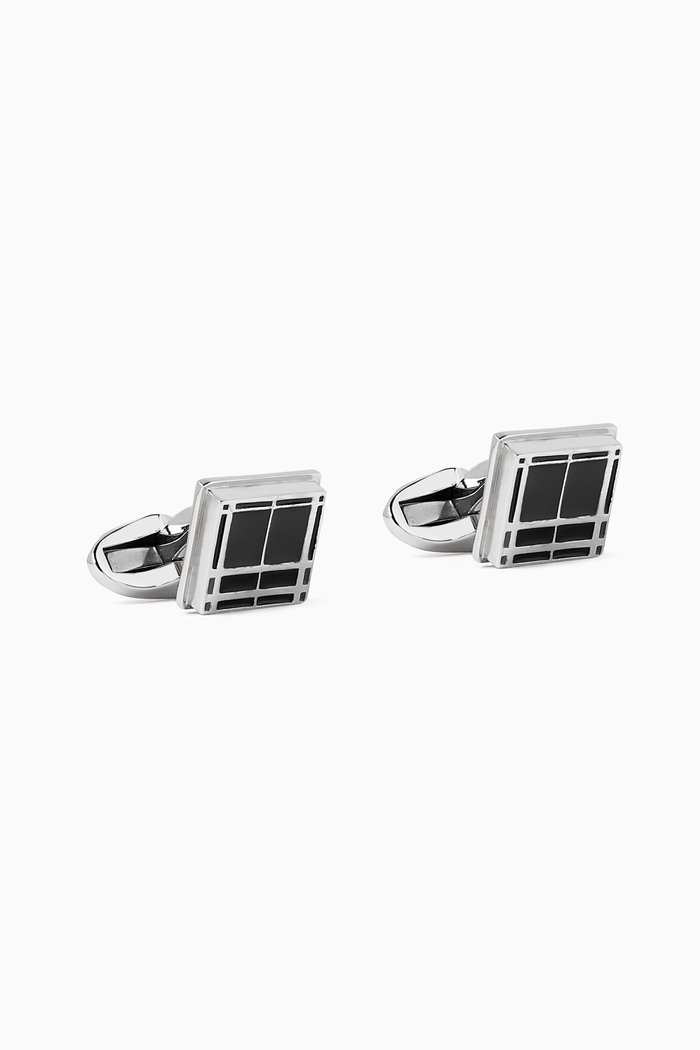 

Check Square Cufflinks in Palladium-plated Metal, Grey