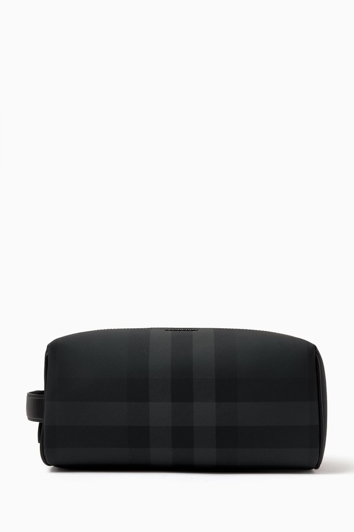 

Vintage Check Wash Bag in Coated Canvas, Grey