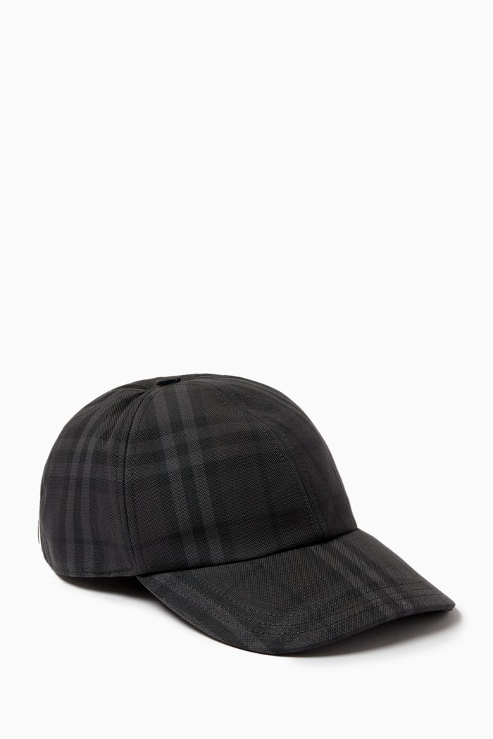 

Vintage Check Baseball Cap in Cotton, Grey