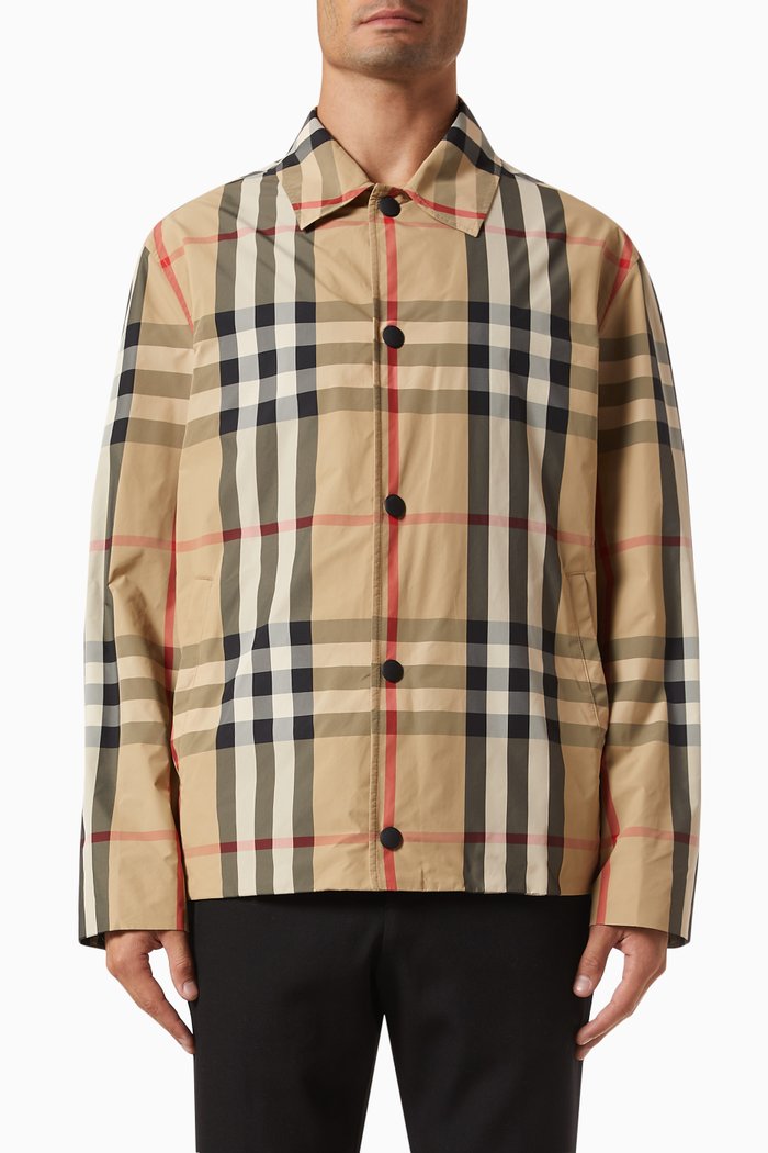 

Check Motif Shirt Jacket in Polyamide, Multicolour