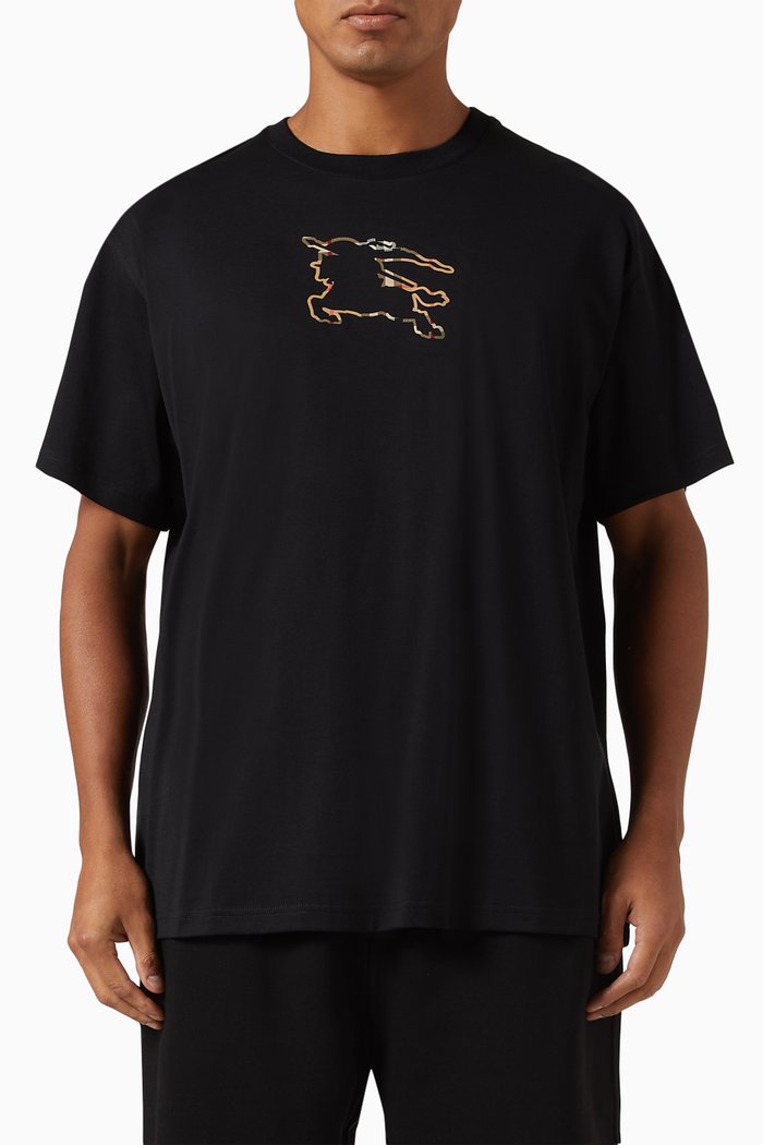 

Equestrian Knight Print T-shirt in Cotton, Black