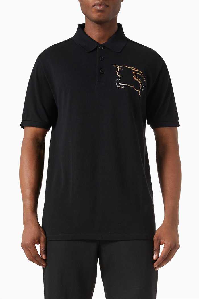 Polo Shirt in Cotton Piqué, Black