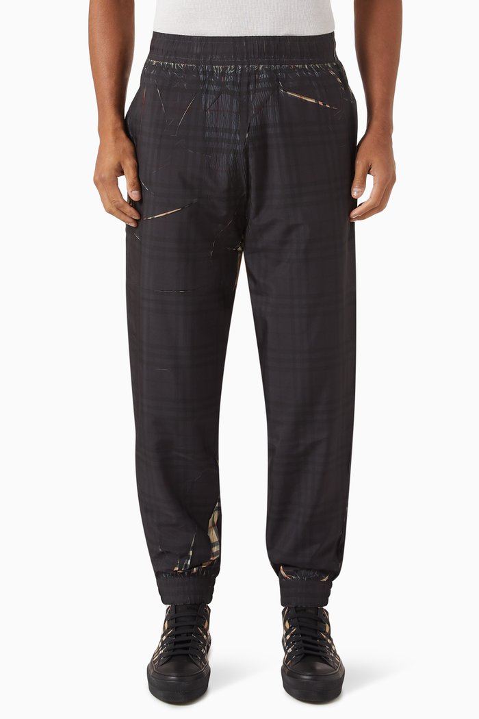 

Sliced Check Jogging Pants in Nylon, Multicolour