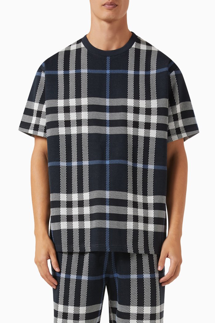 

Ferrybridge Checkered T-shirt in Cotton Jersey, Blue