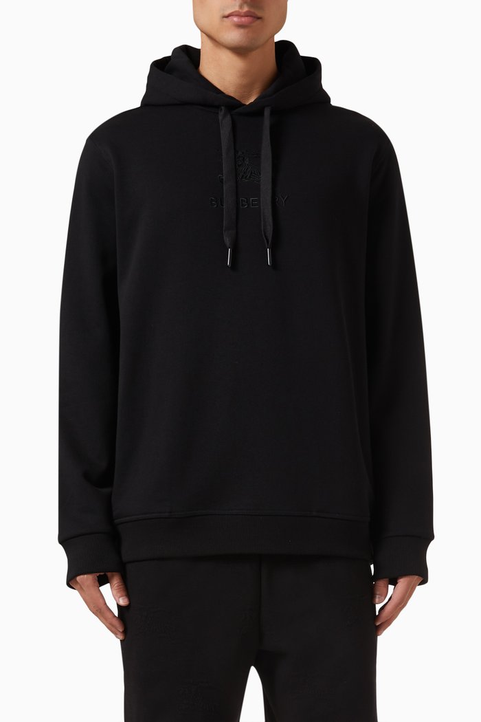 

EKD Logo Hoodie in Loopback Cotton, Black