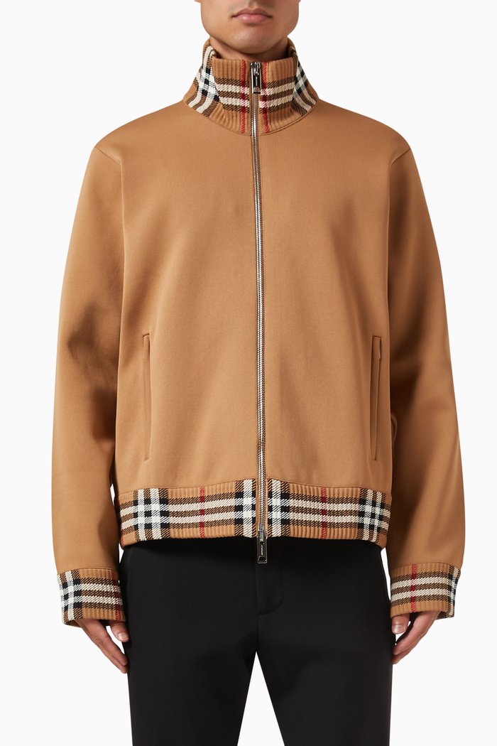 

Check-trim Track Jacket in Viscose-blend, Neutral