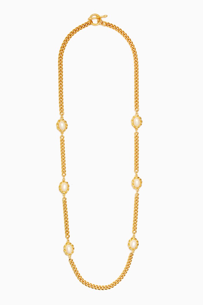 

Rediscovered 1980s Faux Pearl Chain Necklace, Gold