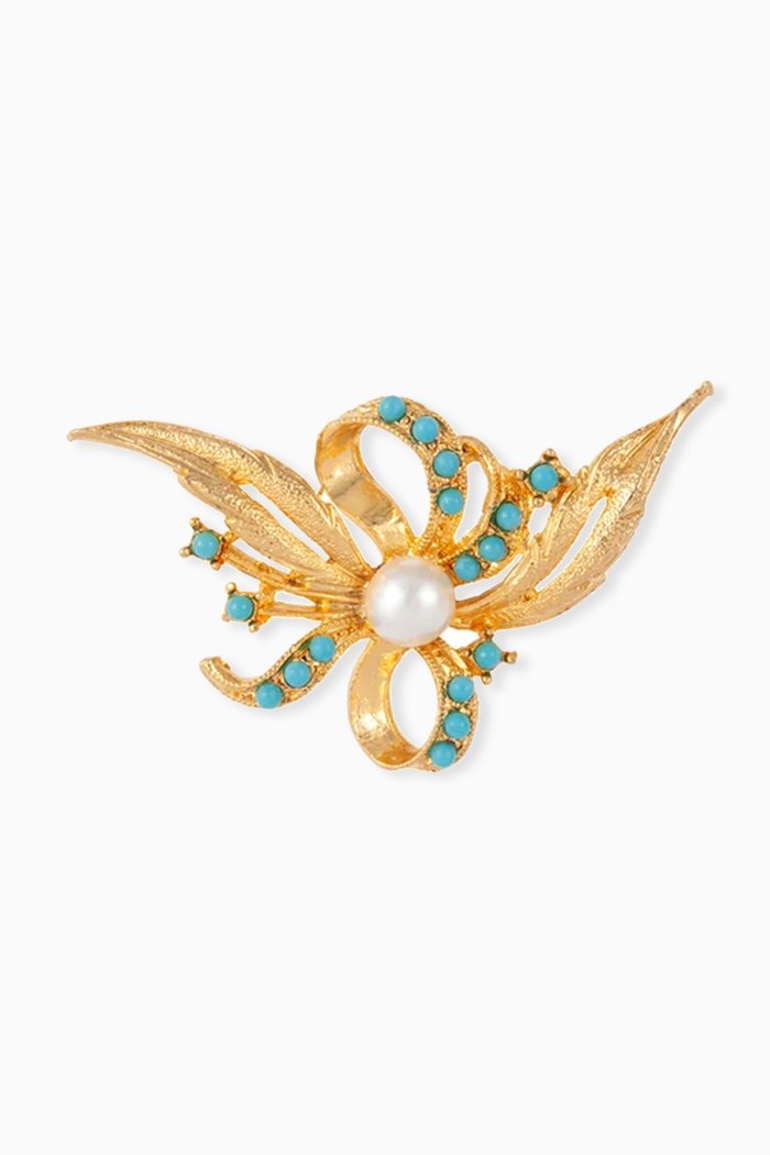 

Rediscovered 1970s Edwardian Revival Bow Brooch, Gold
