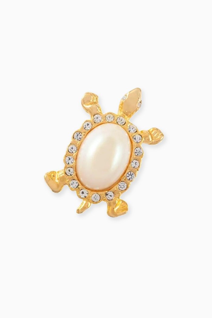 

Rediscovered 1980s Faux Pearl Turtle Brooch, Gold