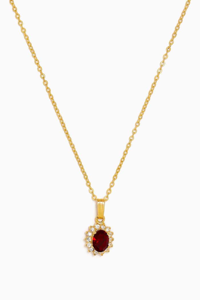 

Rediscovered 1990s Faux Ruby Edwardian Revival Pendant Necklace, Gold