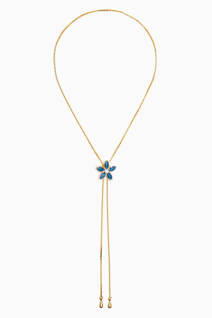 

Rediscovered 1990s Enamel Lariat Necklace, Gold