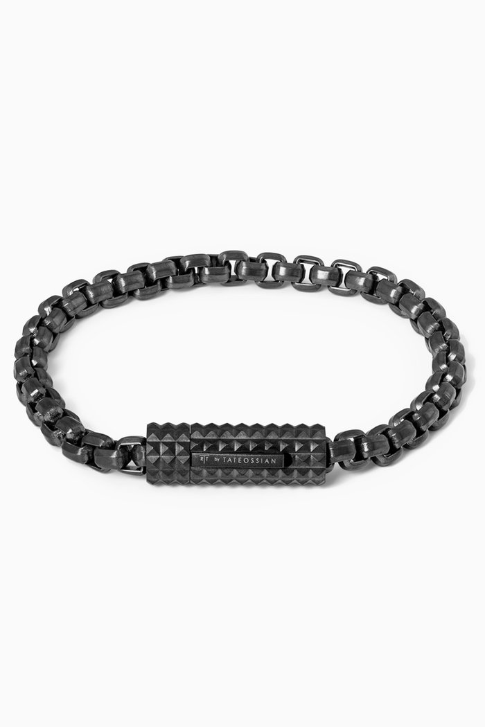 

Giza Box Bracelet in Stainless Steel, Black