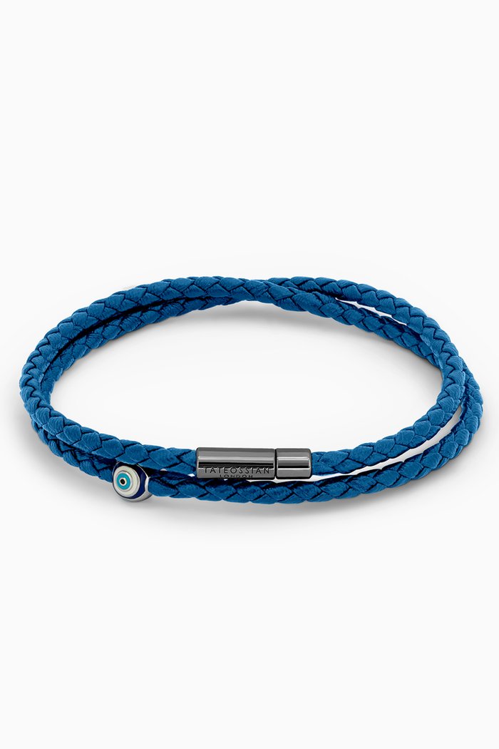 

Evil Eye Wrap Pop Bracelet in Recycled Corn Cable, Blue