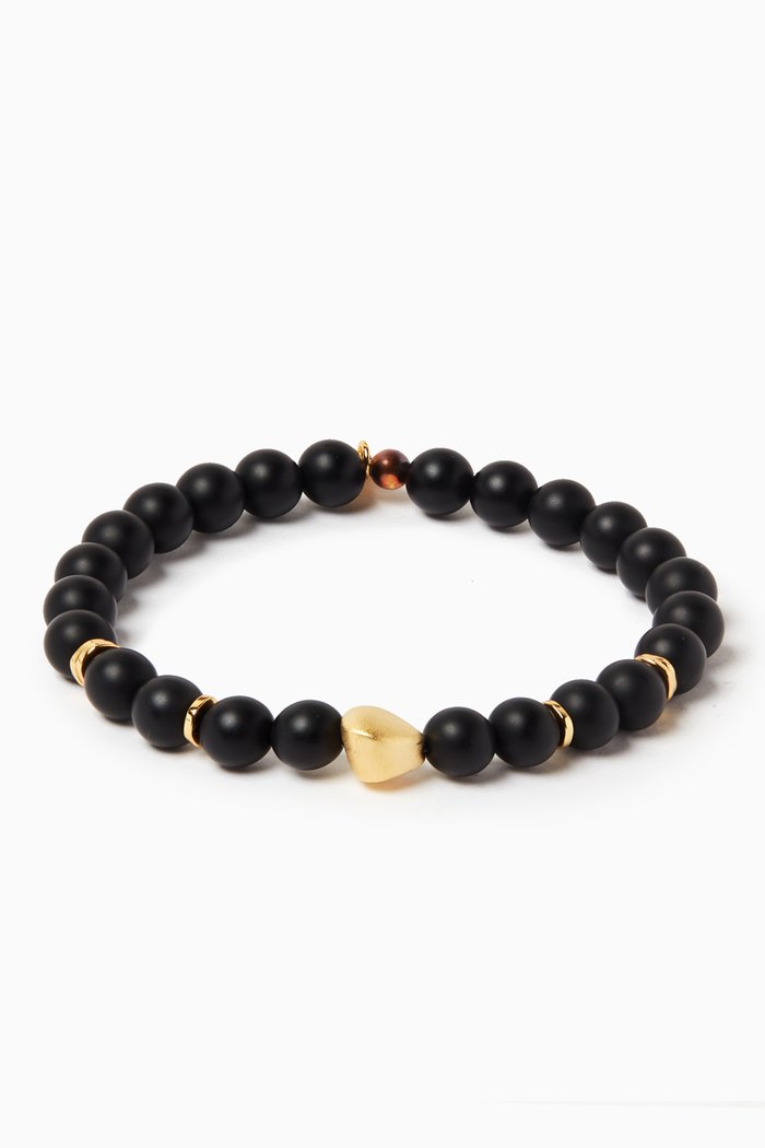

Nugget Bracelet in Gold-plated Beads, Black
