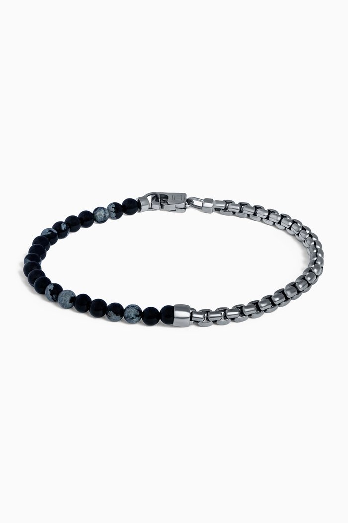 Sennit Box Bracelet in Ruthenium-plated Sterling Silver, Black
