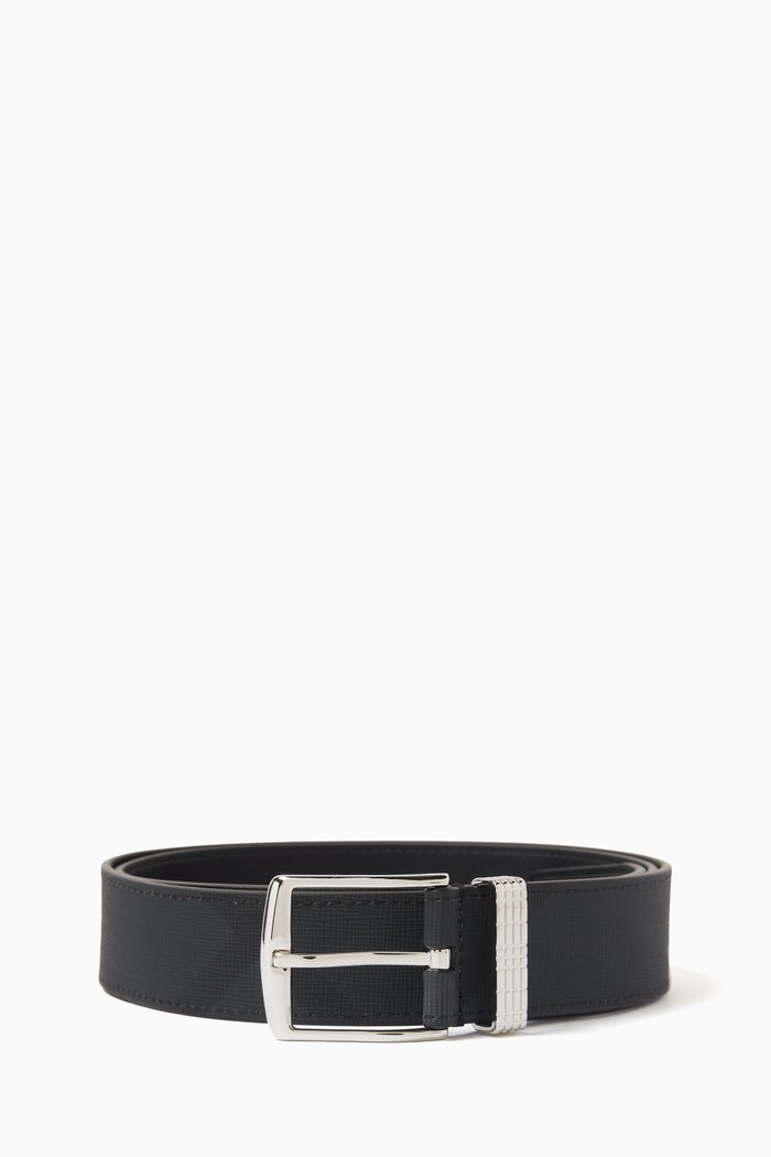 

MB Check Belt in Leather, Grey