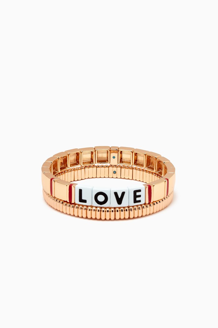 

Golden Love Bracelet in Enamel, Set of 2, Gold