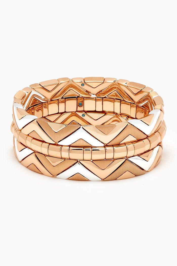 

Puzzled Bracelets in Mixed Metals, Set of 3, Gold