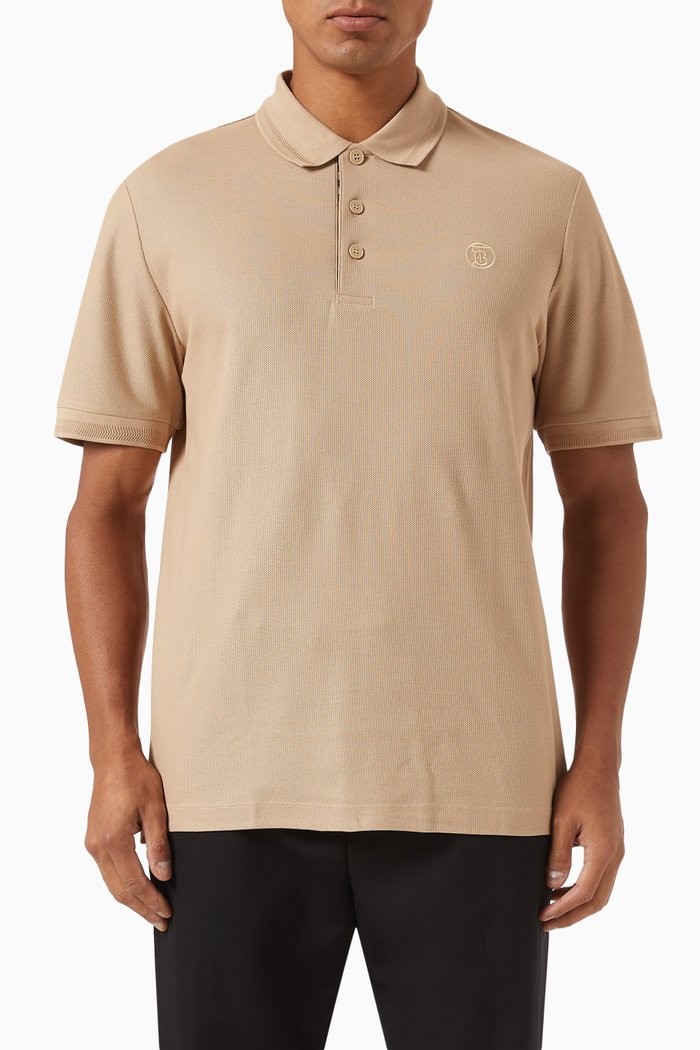 

Monogram Motif Polo Shirt in Cotton Piqué, Neutral