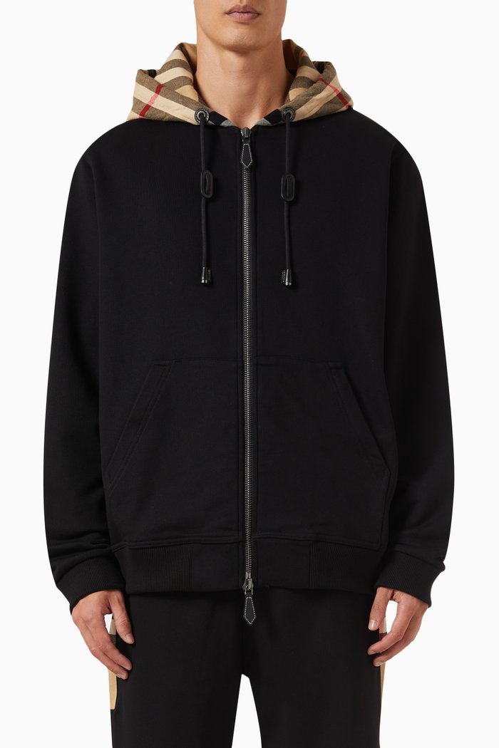 

Samuel Tartan Hoodie in Cotton Jersey, Black
