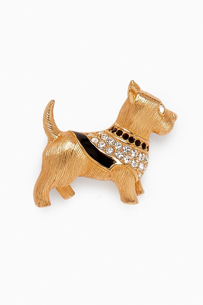 

1980s Swarovski Terrier Brooch, Gold