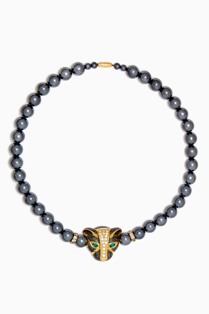 

1980s Vintage Kenneth Jay Lane Panther Necklace, Gold