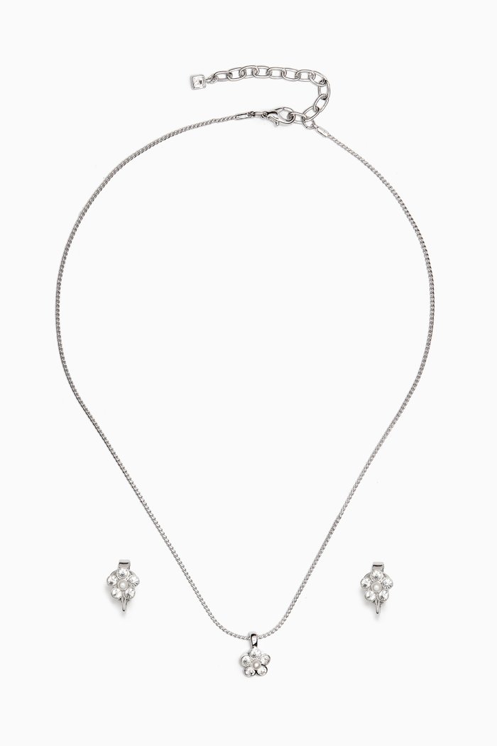 

1980s Nina Ricci Clip-on Earring & Necklace Set, Silver