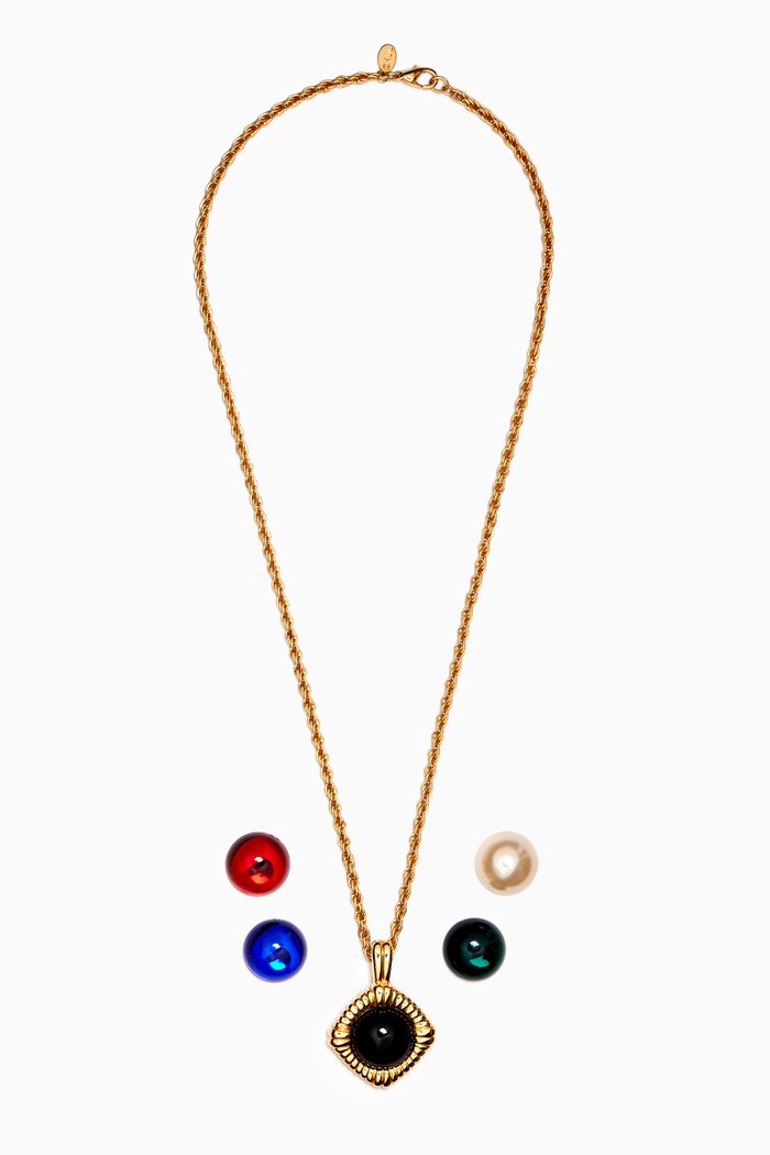 

1980s Vintage Kenneth Jay Lane Interchangeable Pendant Necklace, Gold