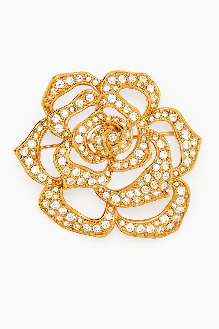 

1990s Vintage Rose Brooch, Gold