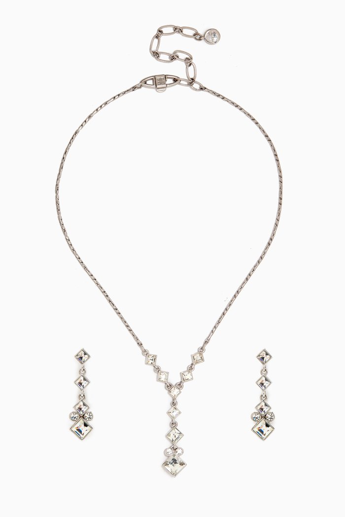 

2000s Vintage Givenchy Geometric Earring & Necklace Set, Silver