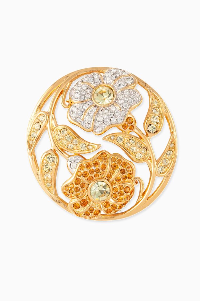 

2001 Swarovski Floral Brooch, Gold