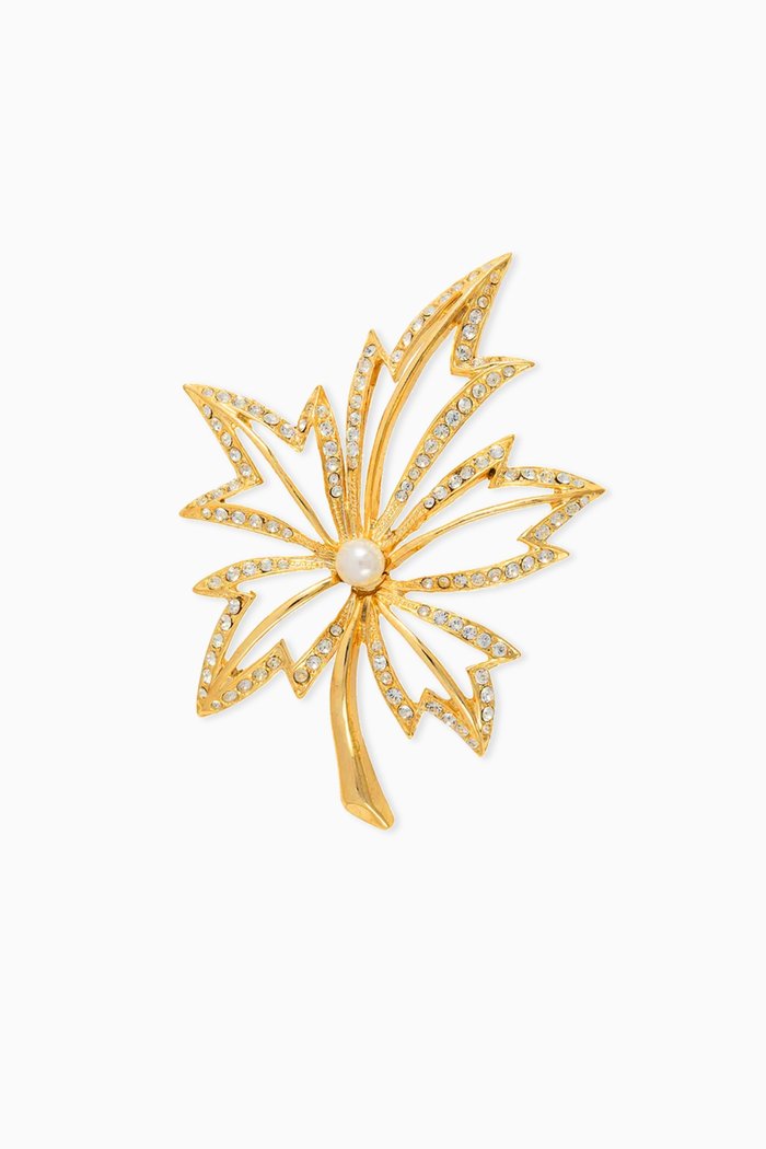 

1980s Vintage Napier Leaf Brooch, Gold