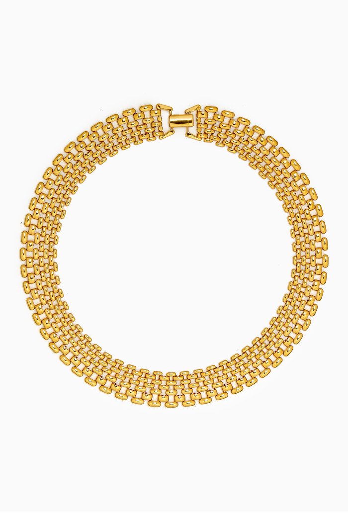 

1980s Vintage Napier Watchband Necklace, Gold