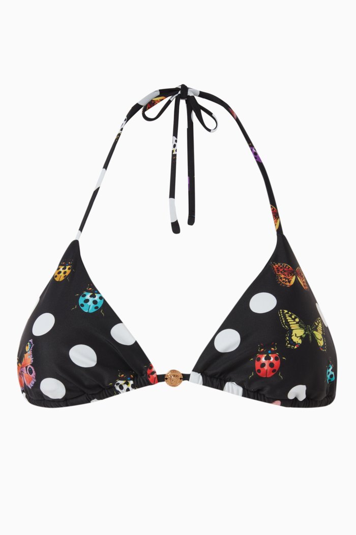 

x Dua Lipa Polka Dot-print Bikini Top in Nylon, Multicolour