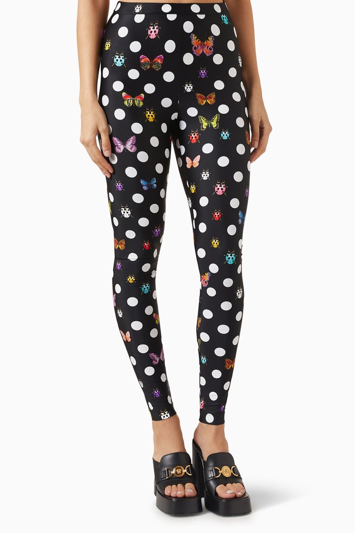 x Dua Lipa Polka Dot-print Leggings in Nylon, Multicolour