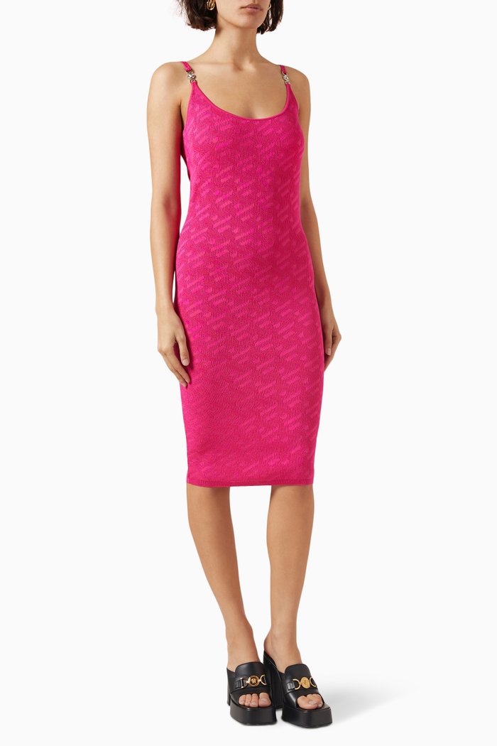 

La Greca Medusa Midi Dress in Knit, Pink
