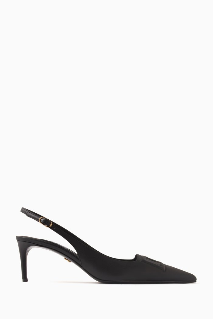 

Logo-embossed 60 Slingback Pumps in Leather, Black