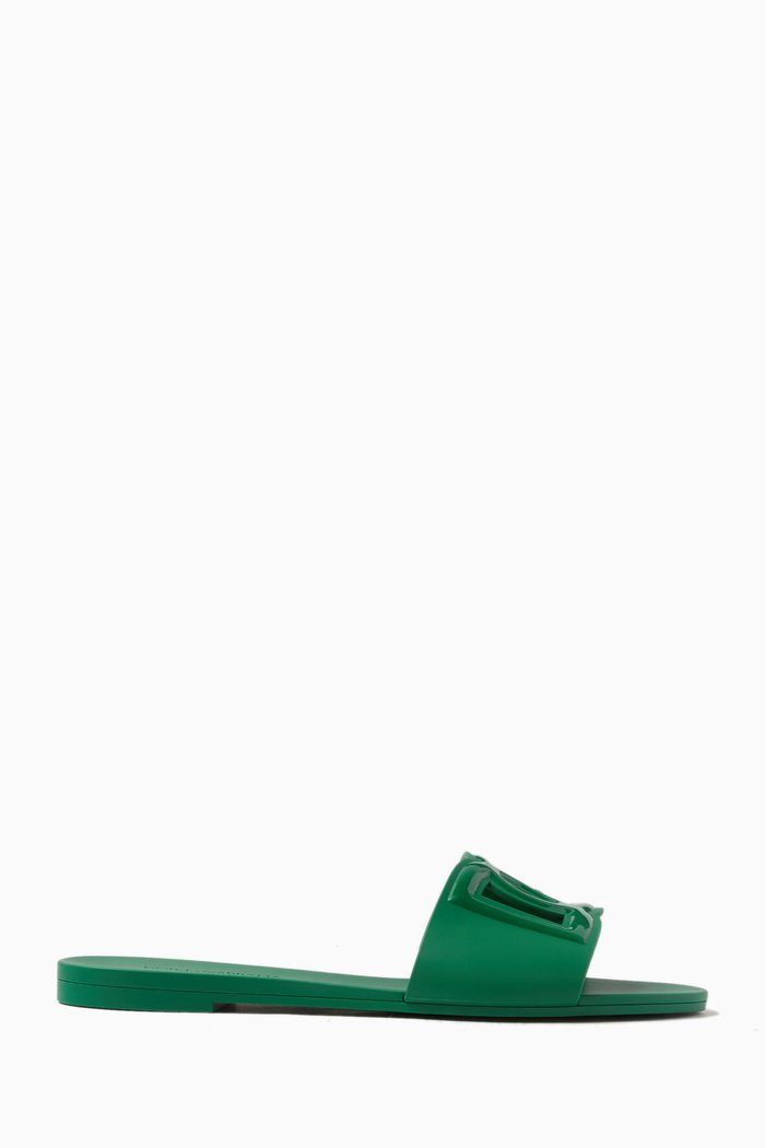 Bianca Logo Slides in Rubber, Green