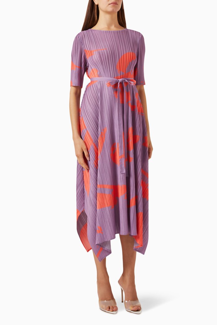 

Trista Abstract Print Dress, Purple