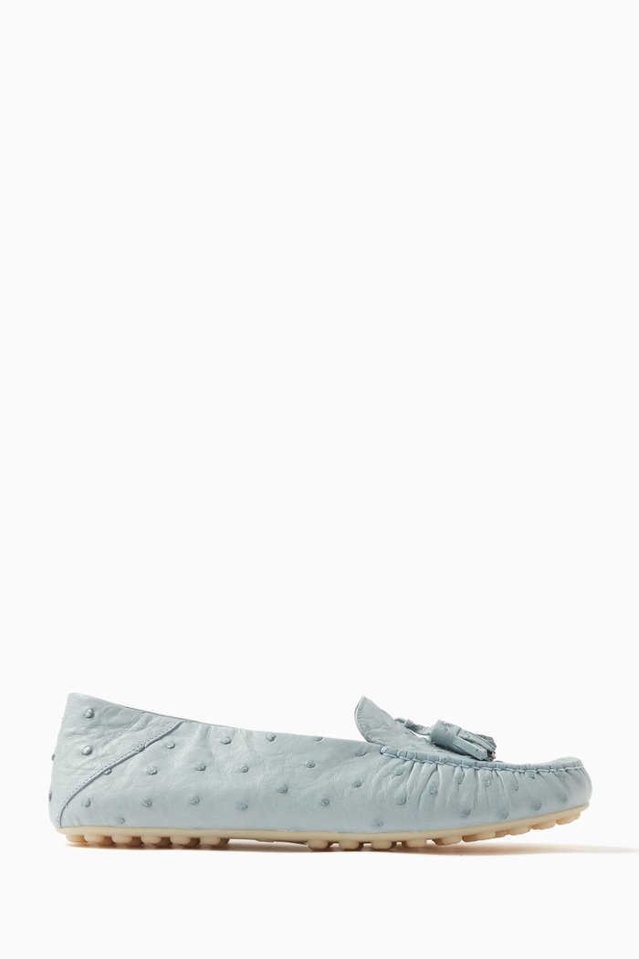 

Dot Sole Loafers in Ostrich Leather, Blue