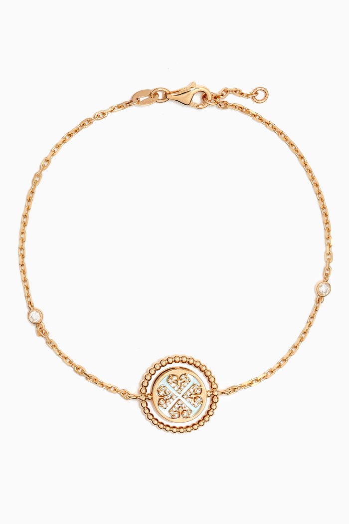 

Lace Lustrous Mother of Pearl & Diamond Bracelet in 18kt Yellow Gold