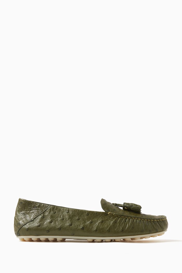 

Dot Sole Loafers in Ostrich Leather, Green
