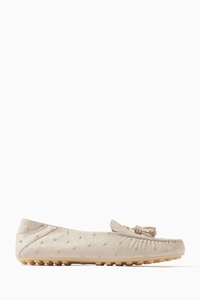 

Dot Sole Loafers in Ostrich Leather, Grey