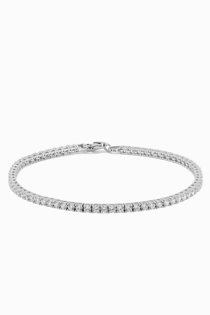 

Zoe Crystal Tennis Bracelet in 18kt White Gold, Silver