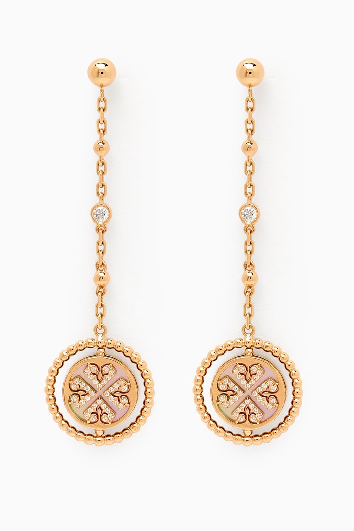 

Lace Lustrous Mother of Pearl & Diamond Earrings in 18kt Yellow Gold